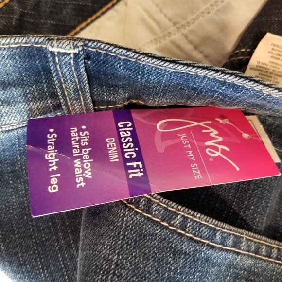 Just My Size JMS Stretch Classic Straight Leg Denim Jeans Dark Wash 20WS NWT - Picture 11 of 11